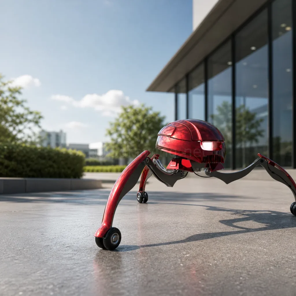 Maya ile hazırlanmış kırmızı siyah drone robot render görseli