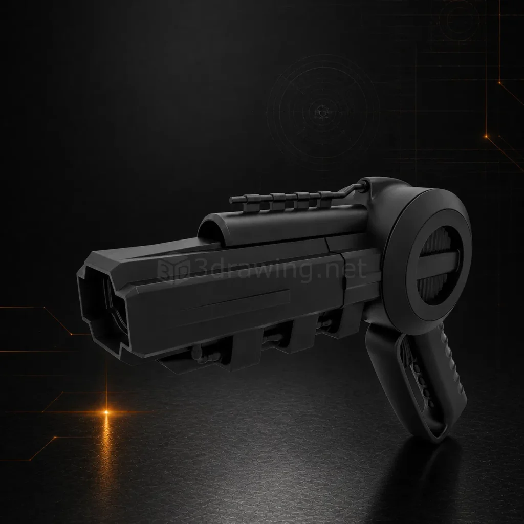 Maya ile modellenmiş futuristik silah tasarımı render görseli
